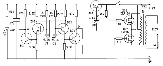 場管自激逆變器電路圖