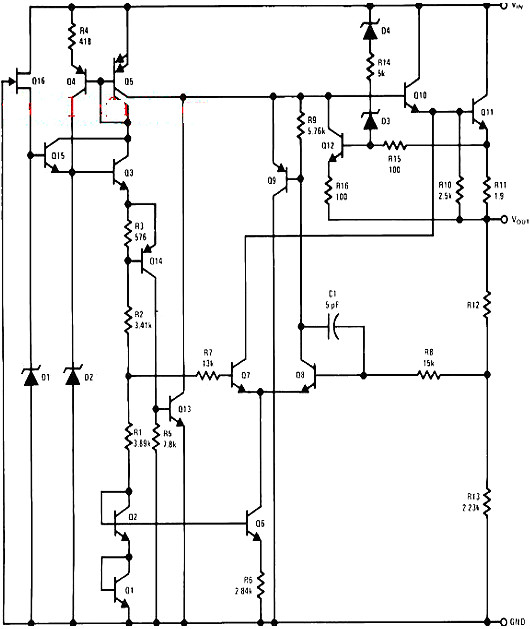 三端穩壓管內部電路圖