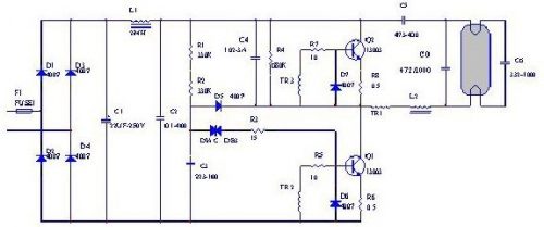 節(jié)能燈電子鎮(zhèn)流器電路
